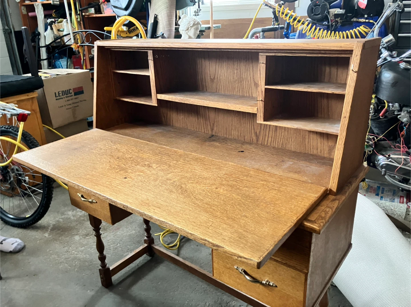 Vintage Oak Secretary Desk with Hutch - photo 4