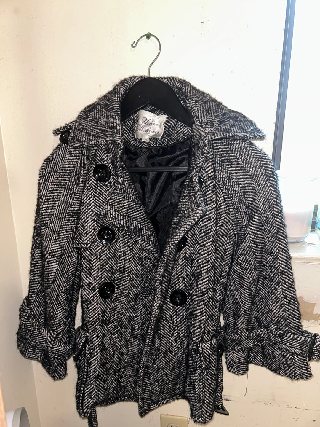 Black and White Herringbone Coat - photo 4