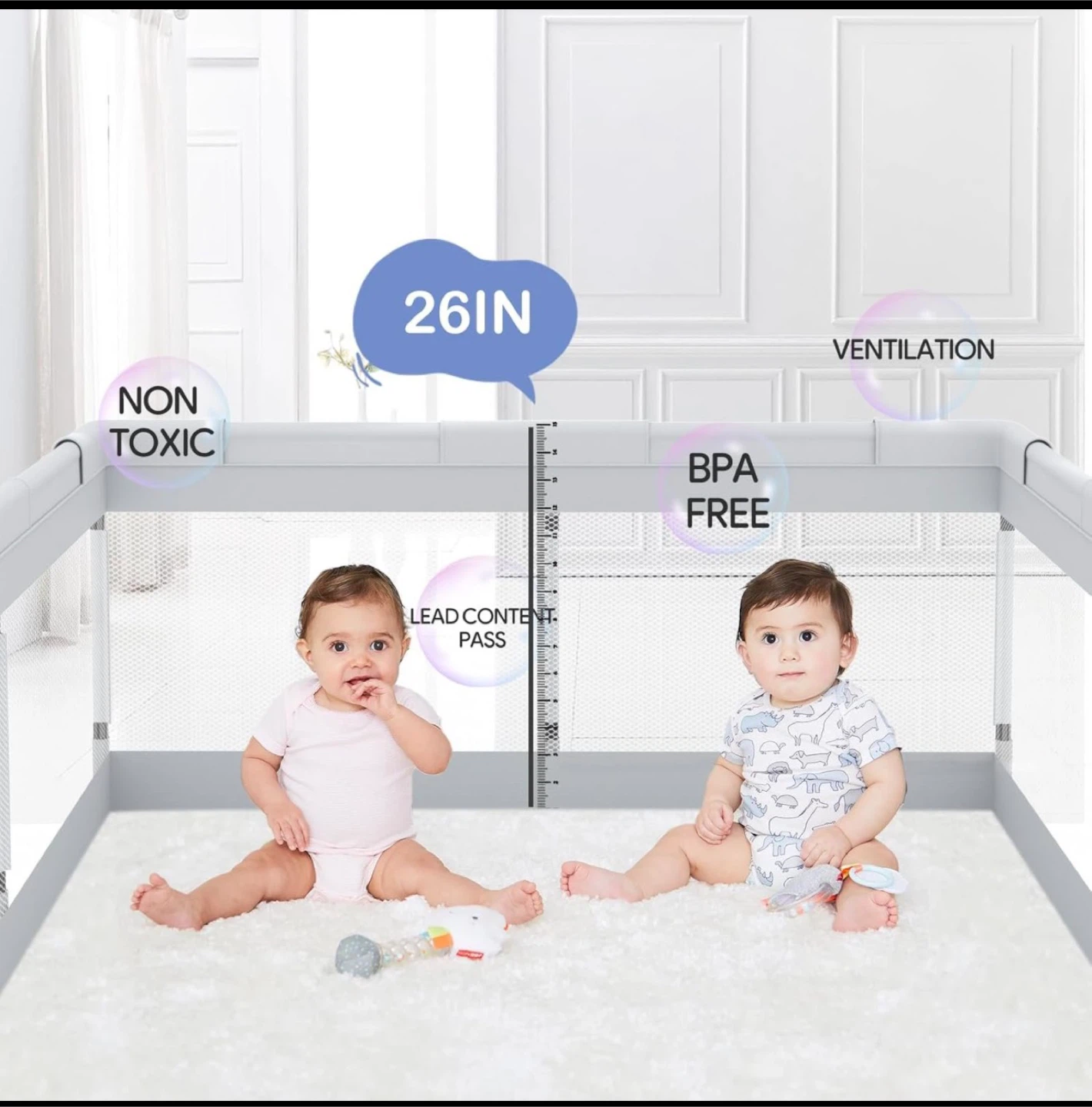 Fodoss Playpen Baby, 47x47inch Play Pen, Small Baby Playard. - photo 4