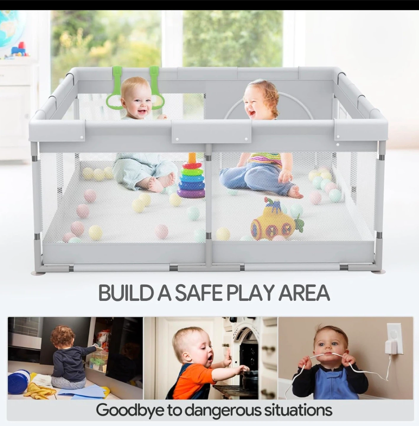 Fodoss Playpen Baby, 47x47inch Play Pen, Small Baby Playard. - photo 2