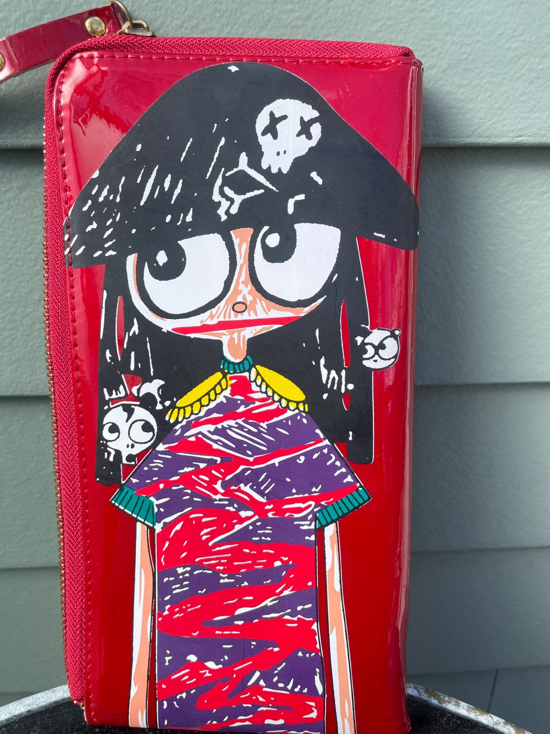 Red Patent Wallet with Cartoon Pirate Girl Design - photo 2