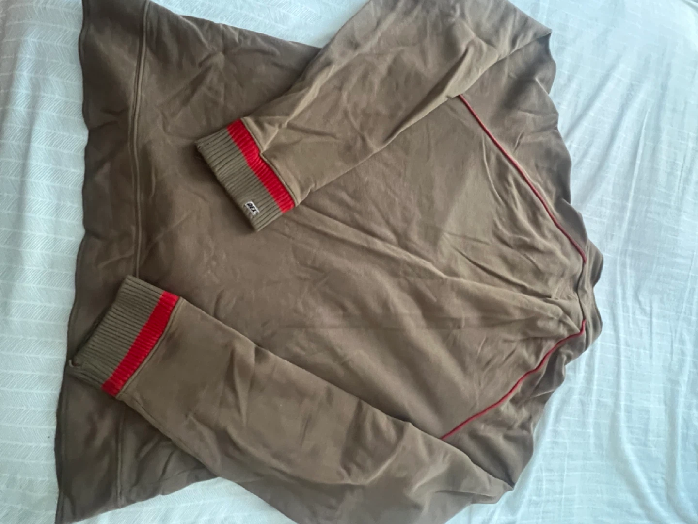 Brown Full Zip Hoodie with Red Accents - photo 2