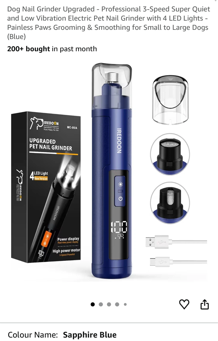 Ireduon Professional Pet Nail Grinder - Sapphire Blue - photo 2
