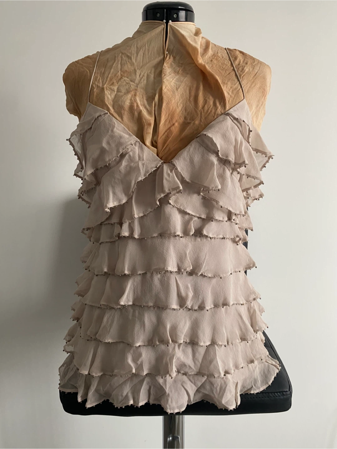 100% silk sleeveless top with beading