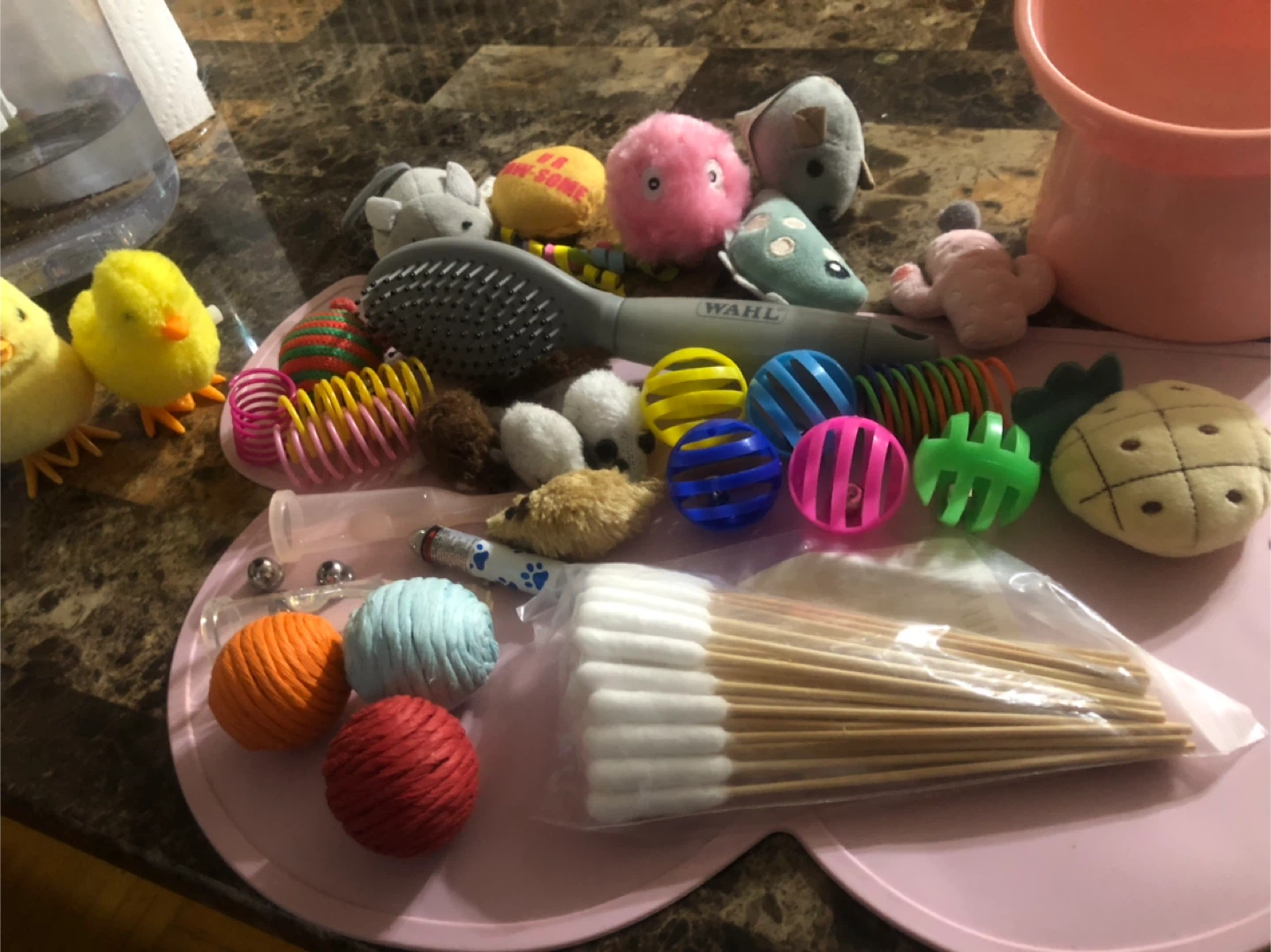 New Cat Bowl,new pink mat,new toothbrush,and Pet Toy Bundles! - photo 3