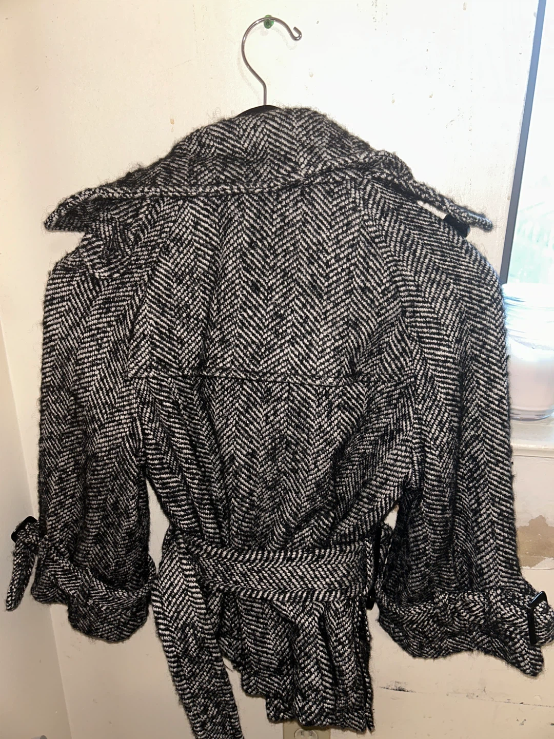 Black and White Herringbone Coat - photo 2