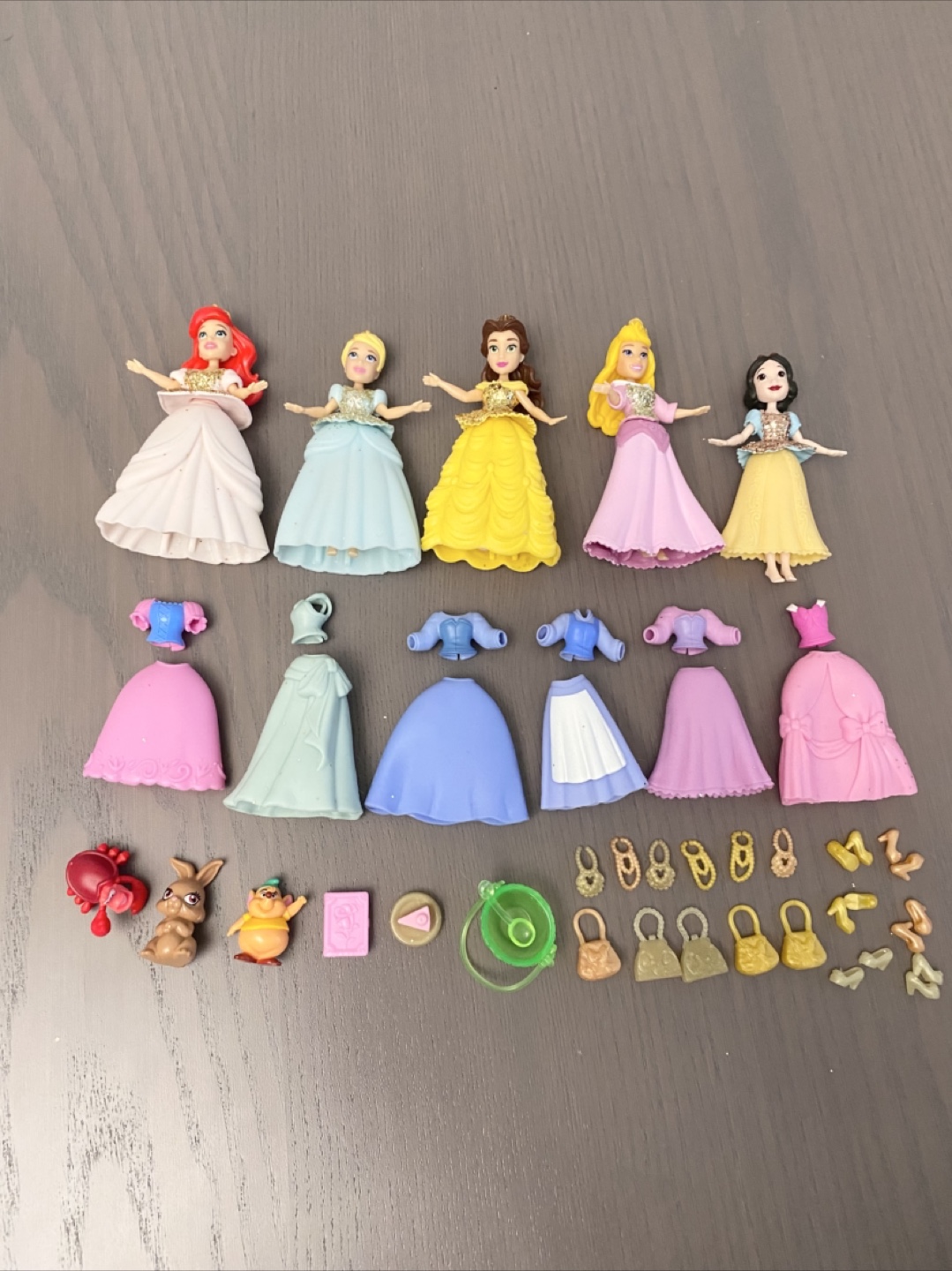Disney Princess Polly Pocket Style Dolls And Accessories Lot