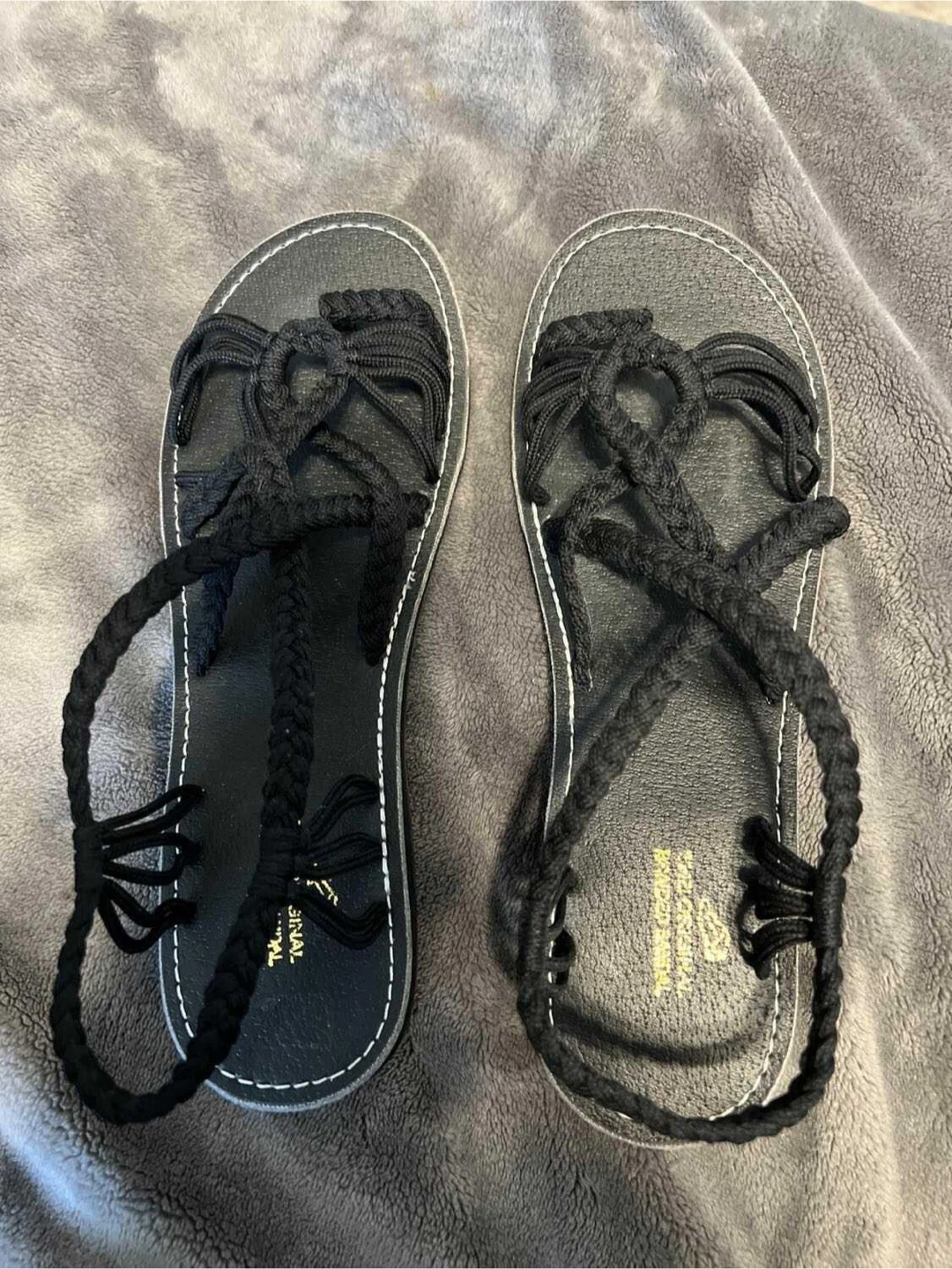 Size 10 Black Braided Rope Sandals