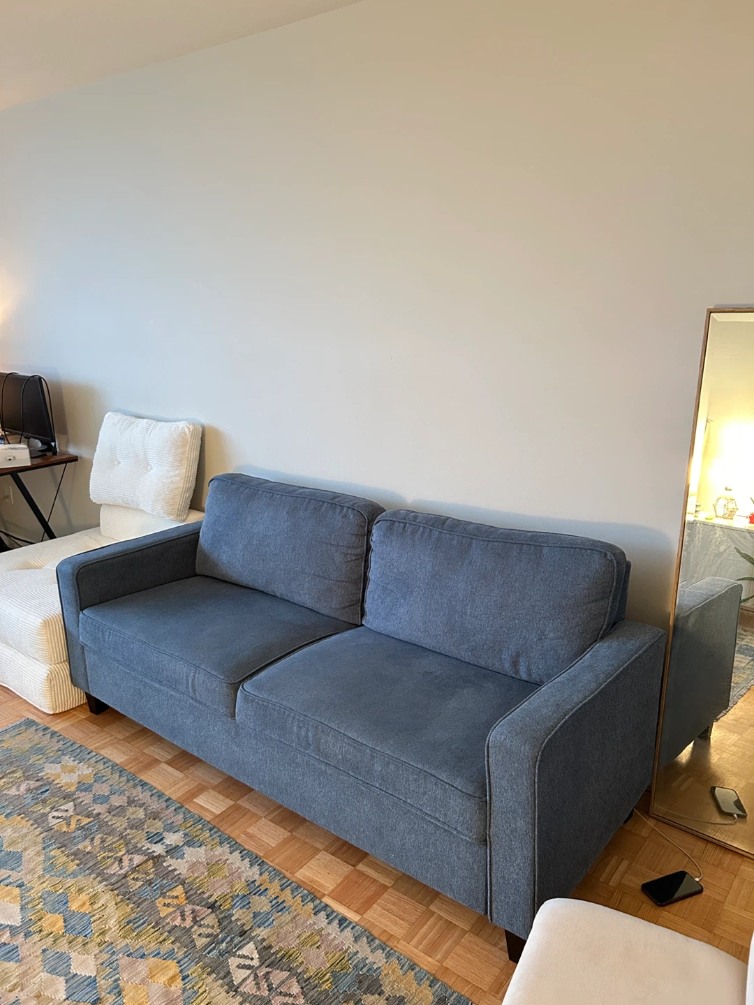 Light Blue Fabric Sofa