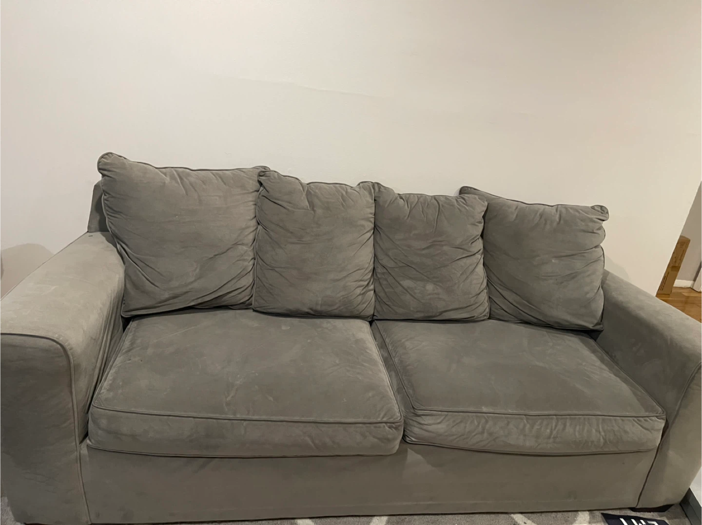 Gray Sofa with Plush Cushions