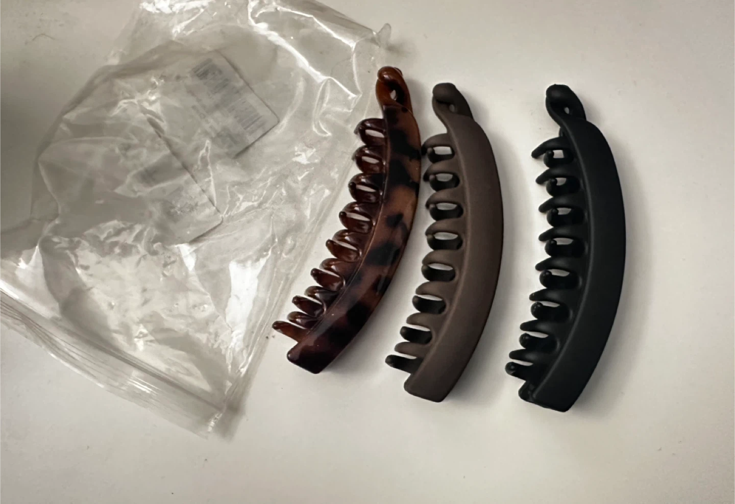 3 Banana Hair Clips Tortoise, Brown, Black