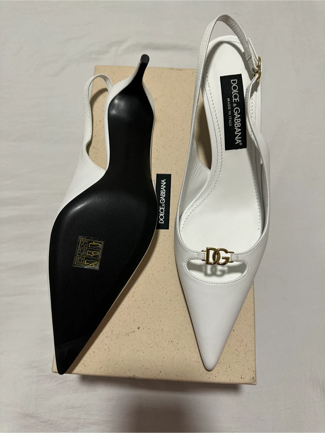 Dolce & Gabbana White Leather Slingback Heels - photo 2