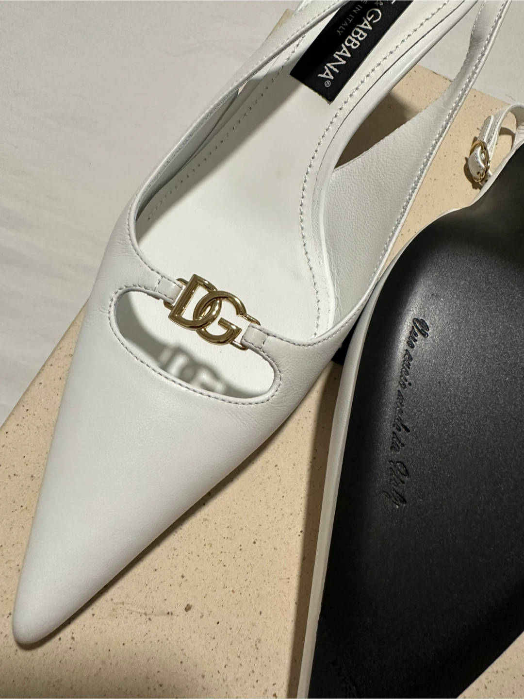 Dolce & Gabbana White Leather Slingback Heels - photo 3