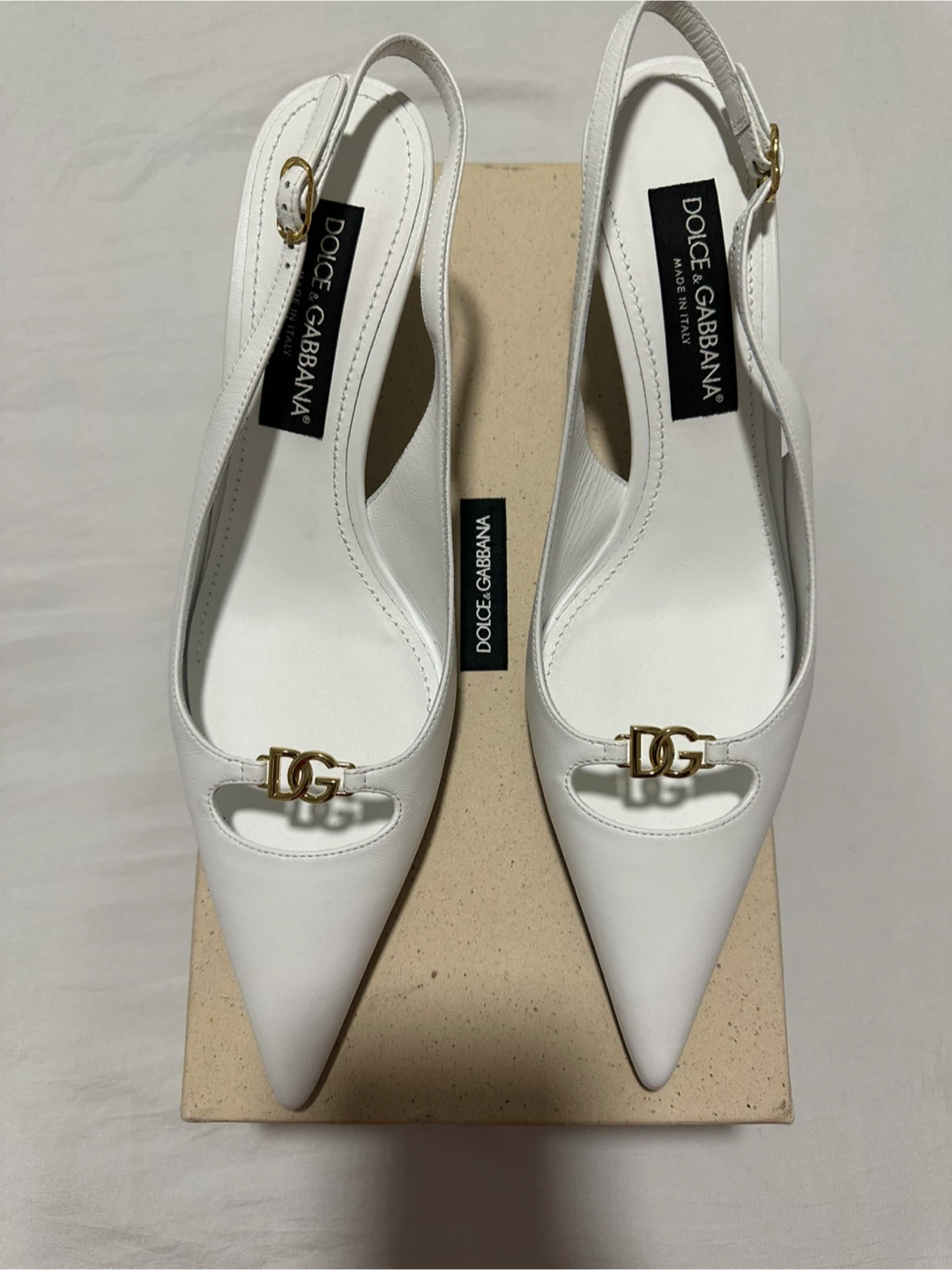 Dolce & Gabbana White Leather Slingback Heels - photo 5