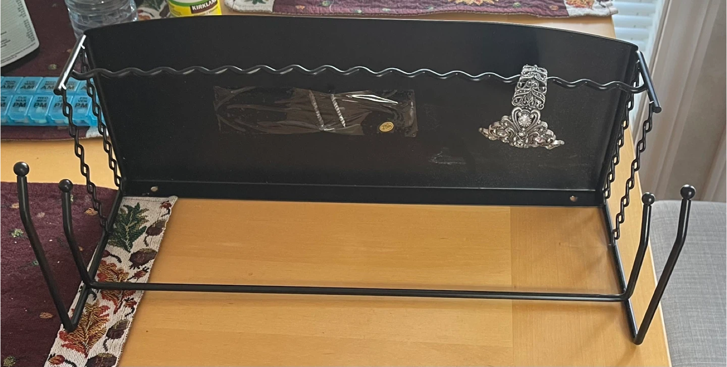 Black Metal Wall Shelf for jewelry with Hooks - photo 2