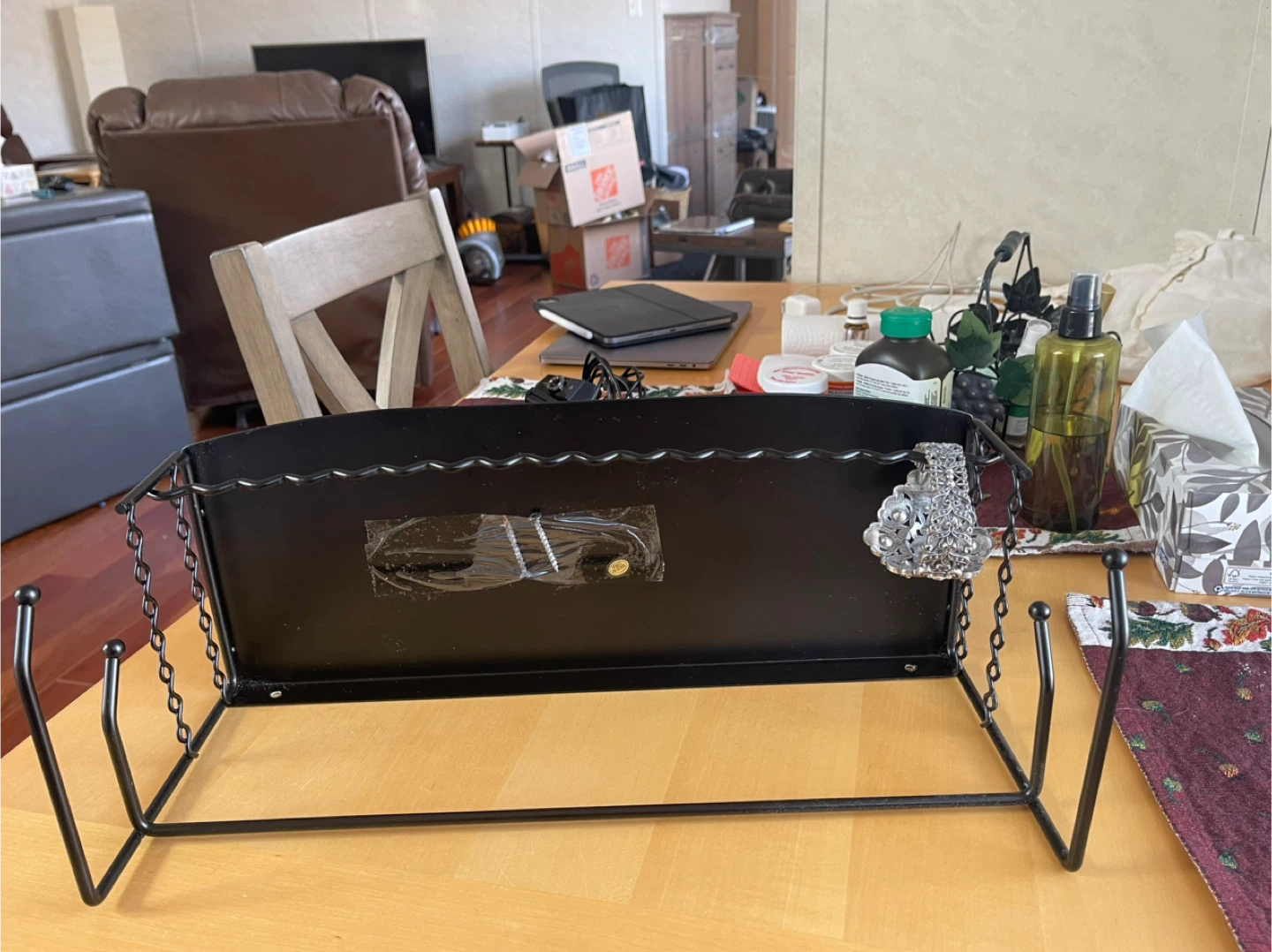 Black Metal Wall Shelf for jewelry with Hooks - photo 3