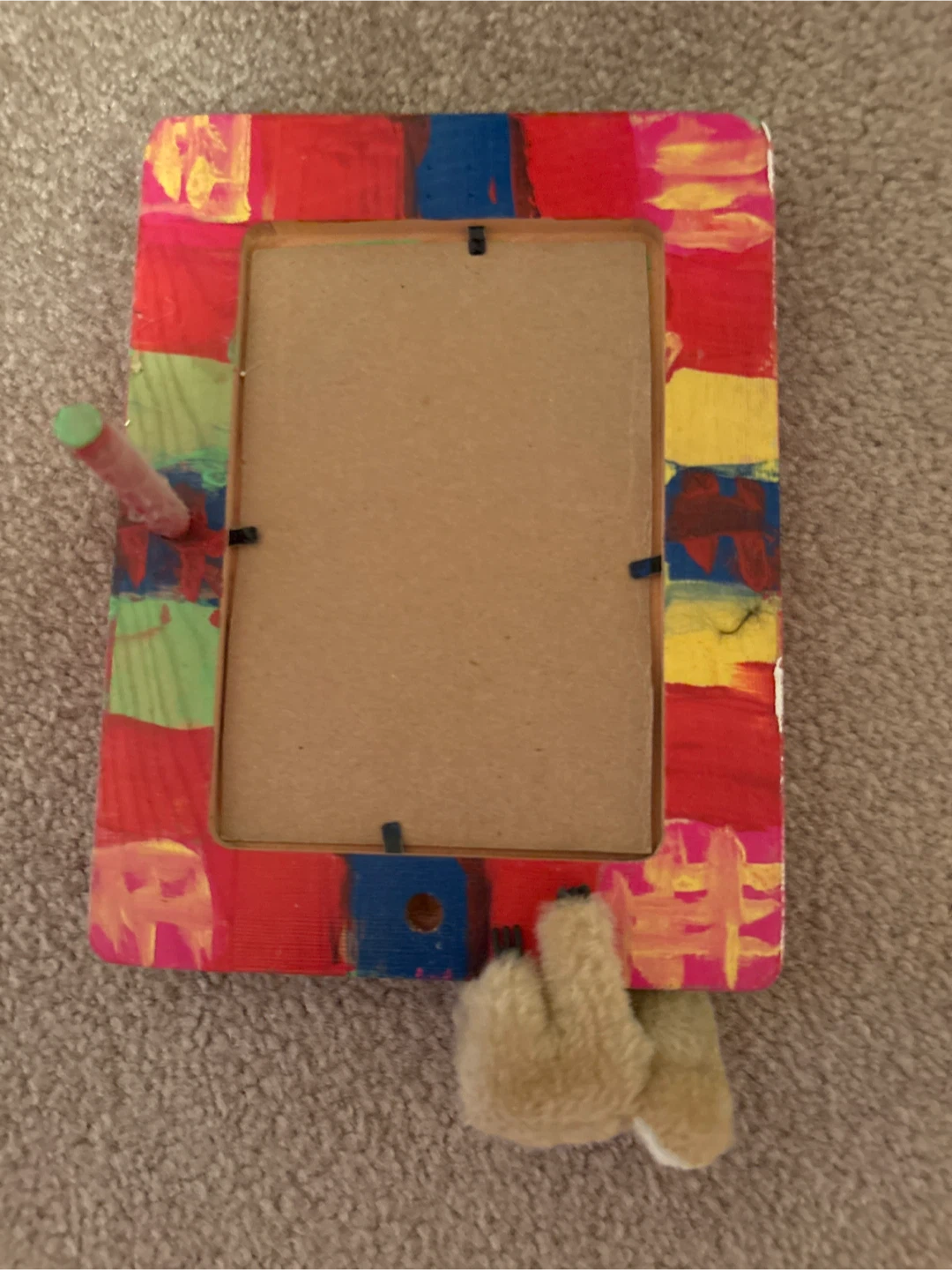 Hand-Painted Picture Frame with Plush Animal Accent - photo 5