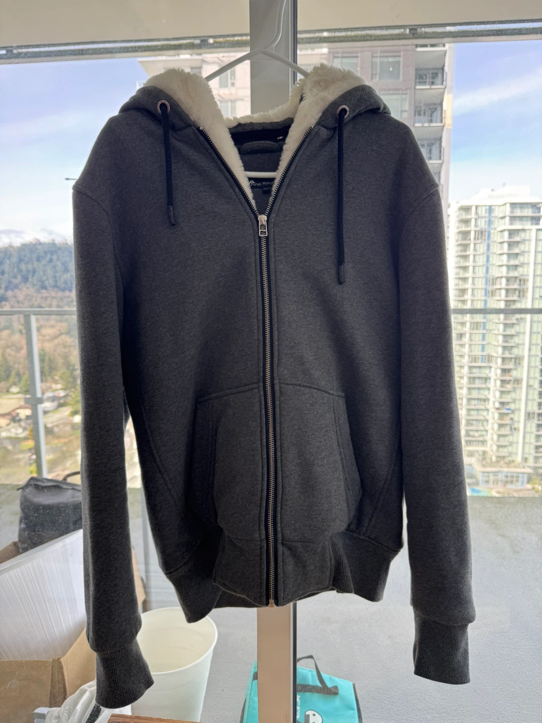 Moose Knuckles Grey Zip-Up Hoodie