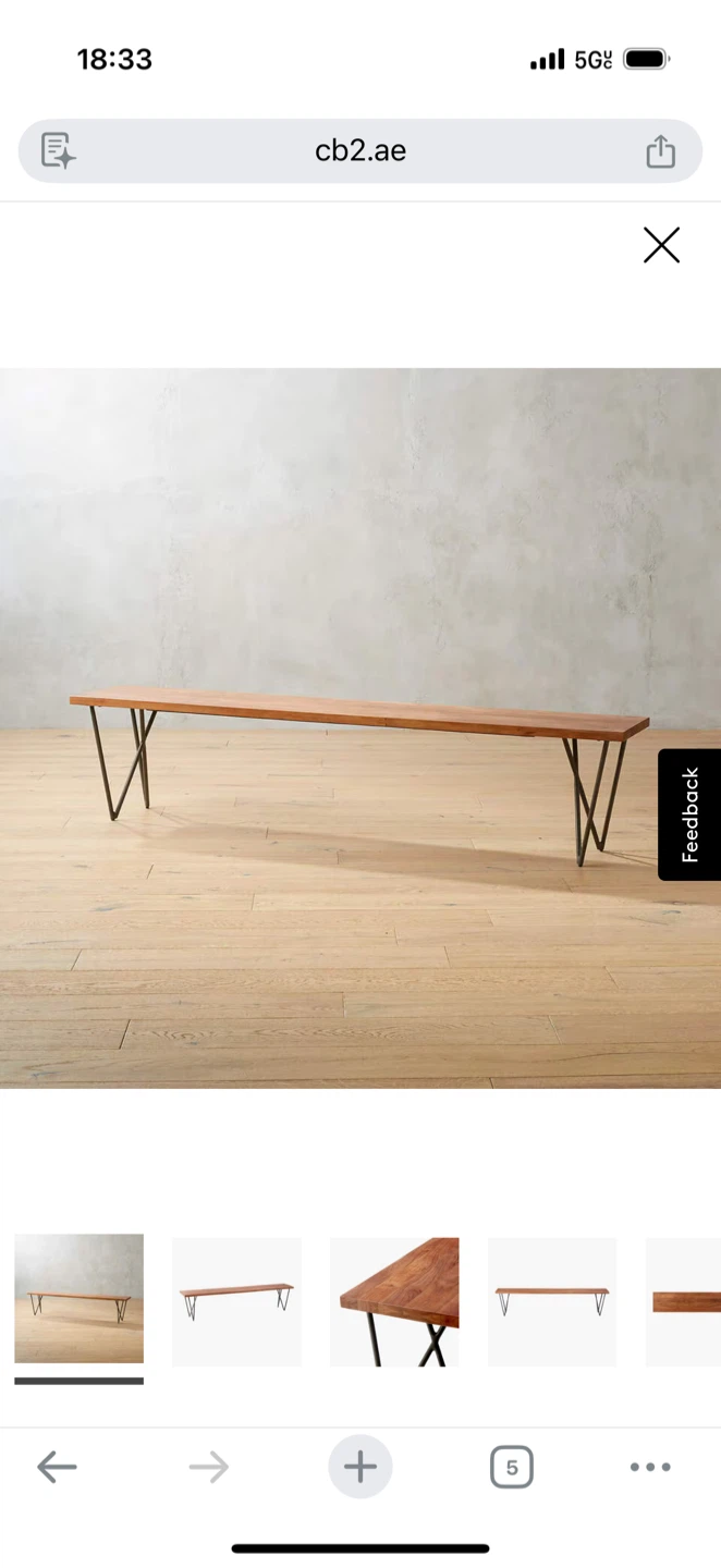 CB2 Wood Bench with Metal Legs