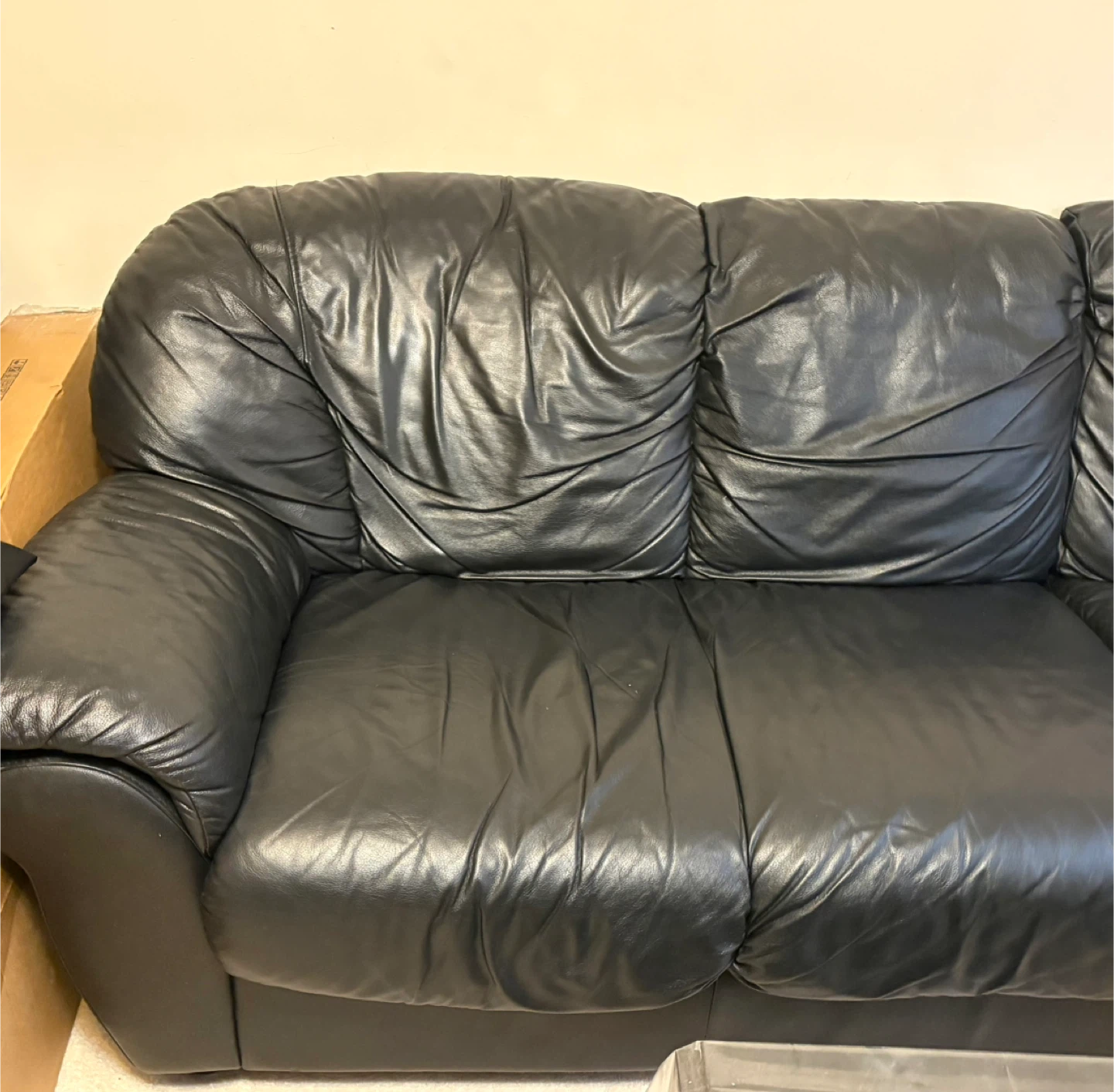 Black Leather Sectional Sofa - photo 2