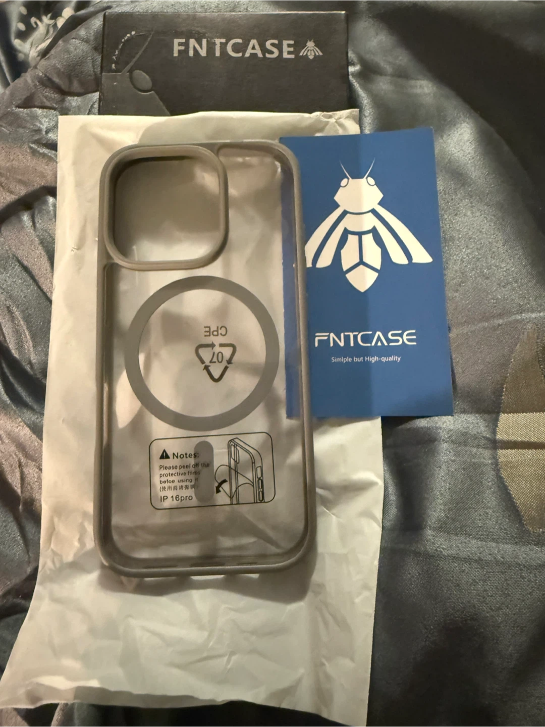 FNTCASE Gray Clear Case for Apple iPhone 16Pro