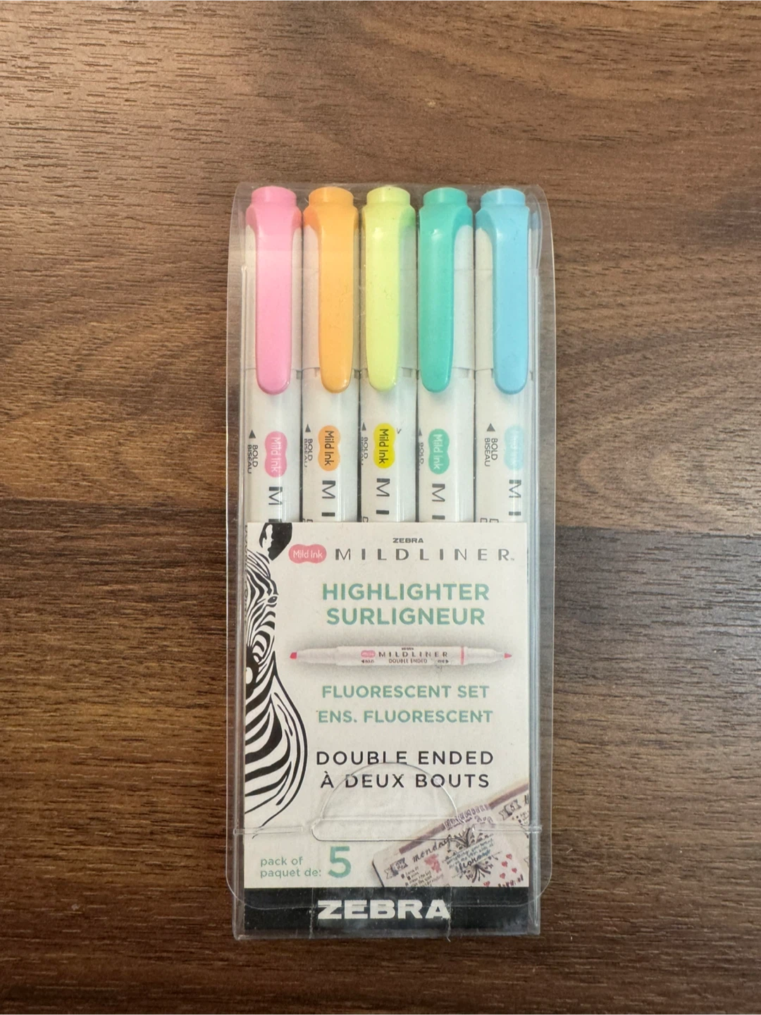 Zebra Mildliner Highlighters Fluorescent Set - 5 Pack
