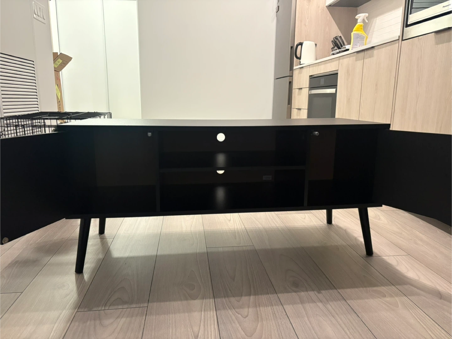 Black TV Stand Media Console with Storage - photo 3