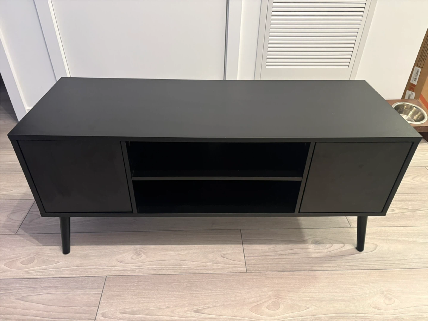 Black TV Stand Media Console with Storage - photo 2