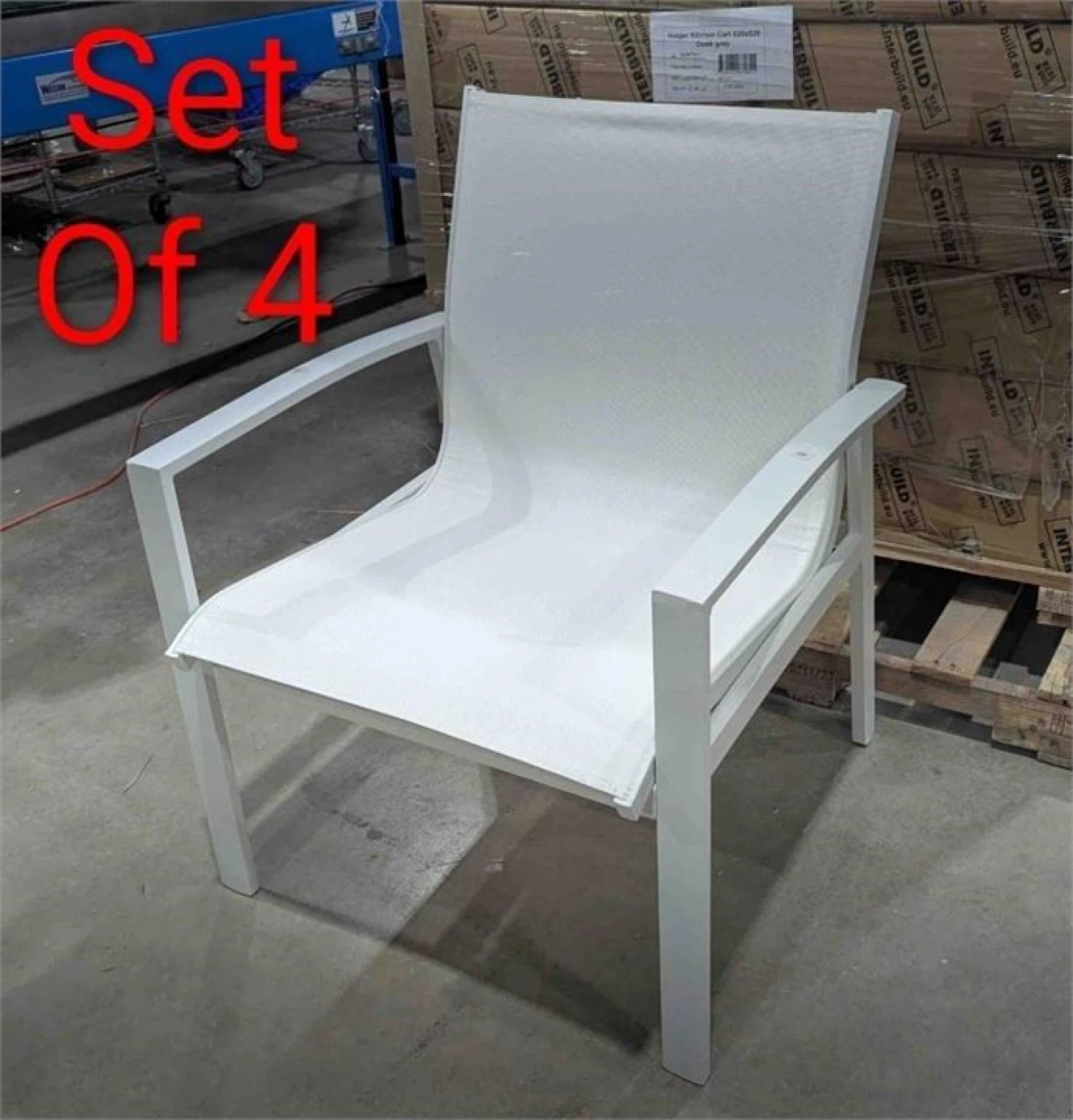 Set of 4 White Outdoor Chairs brand new