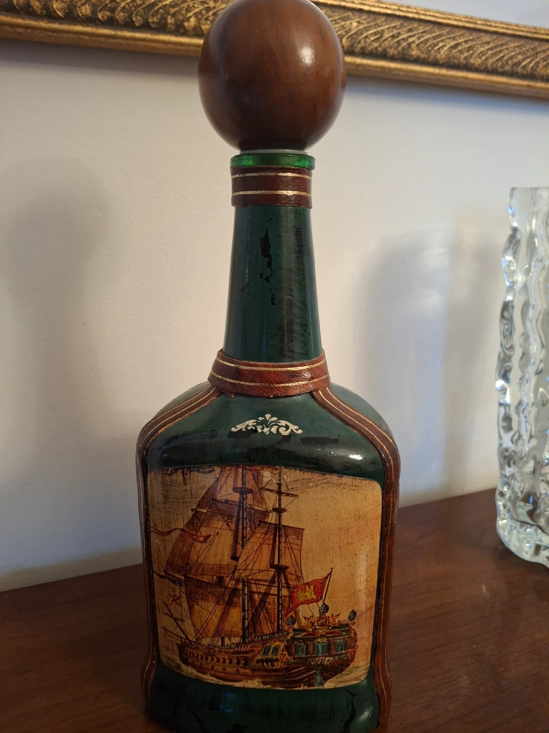 Vintage Italian green glass decanter - photo 4