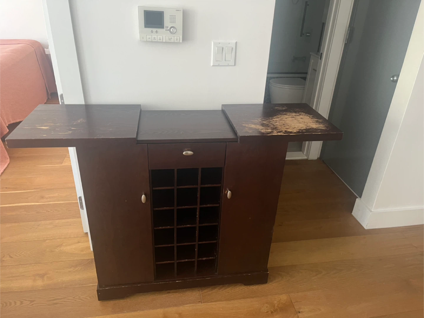 Dark Wood Wine Cabinet with Bottle Racks - photo 4