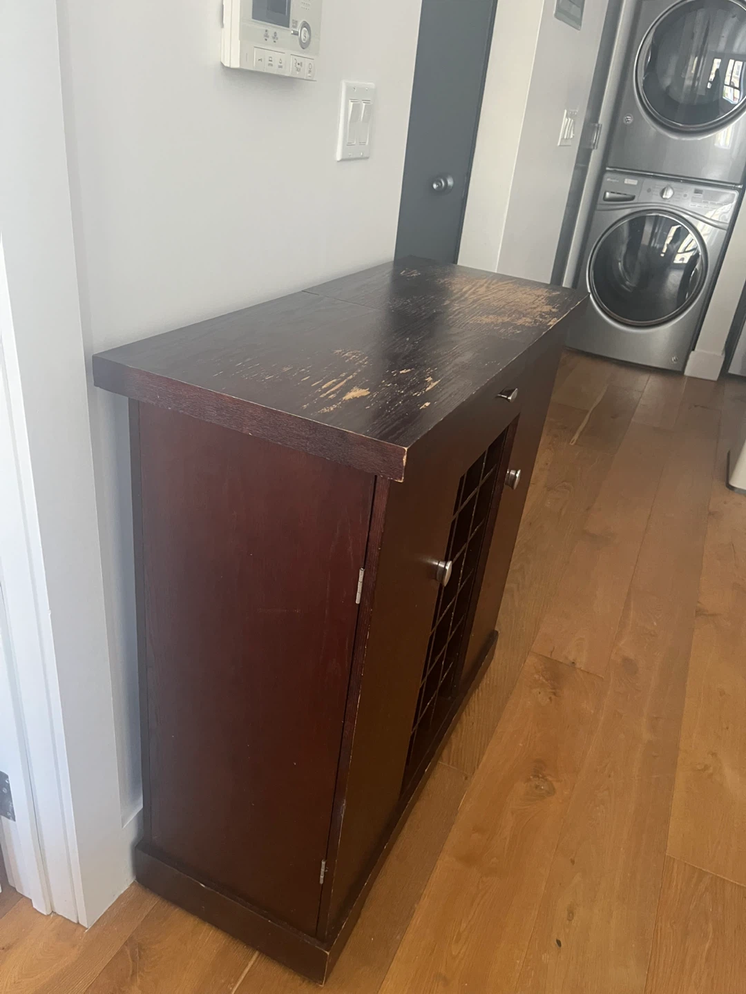 Dark Wood Wine Cabinet with Bottle Racks - photo 2