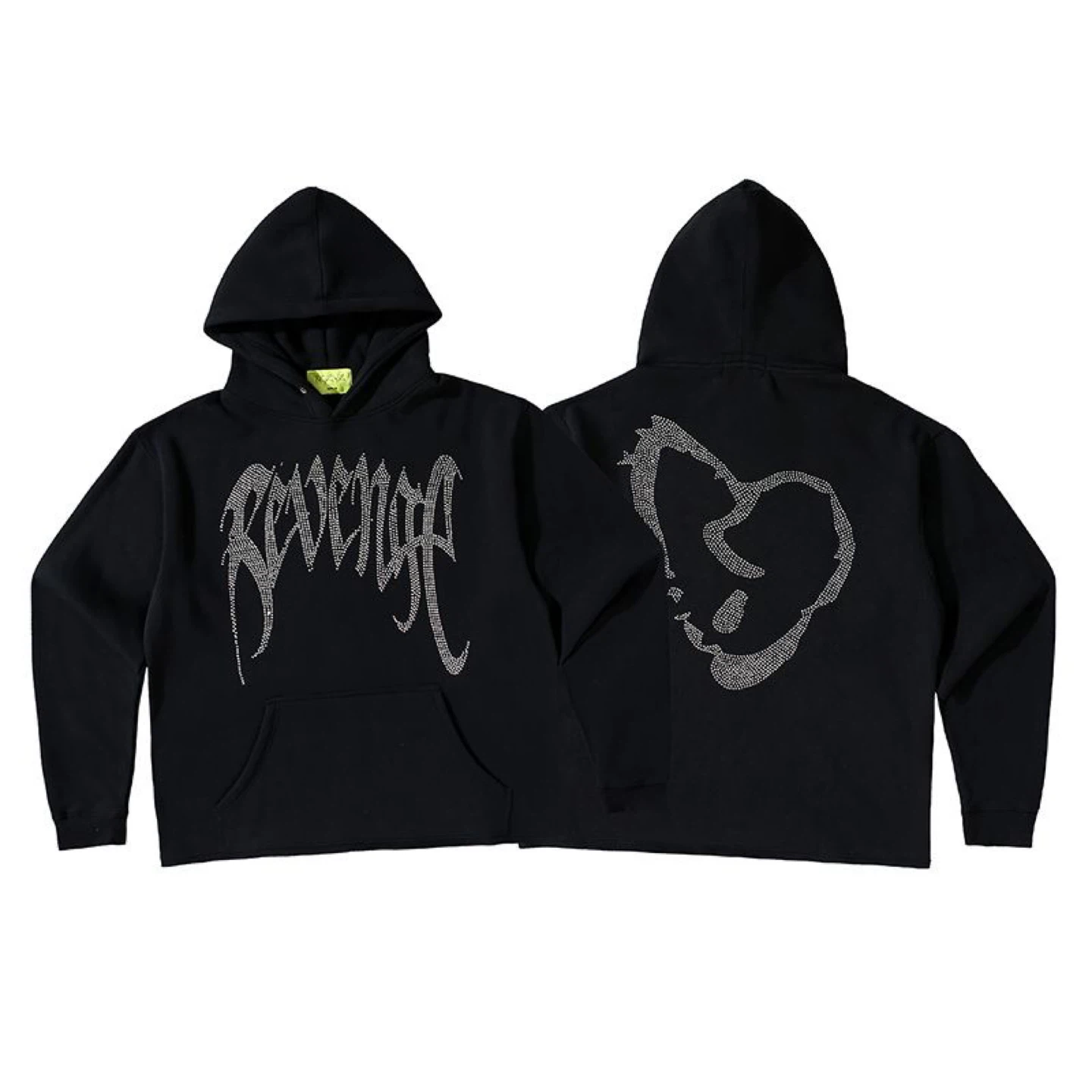 Brand New Revenge Hoodie Black Rhinestone