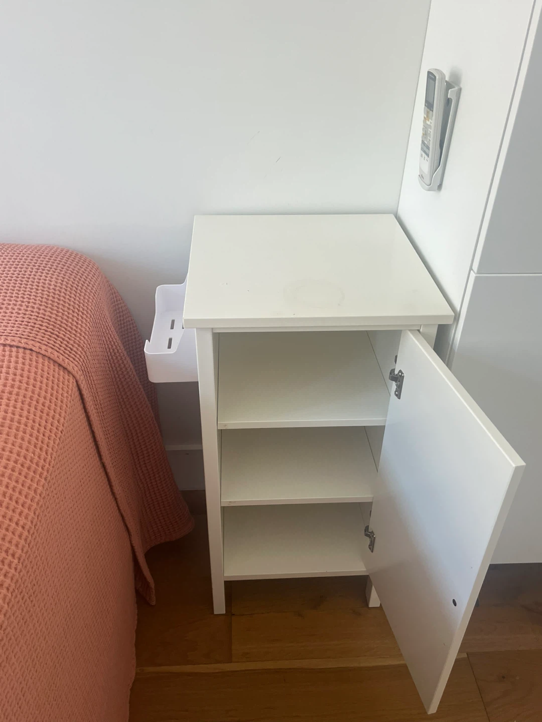 2 White Nightstand with Door and Shelves