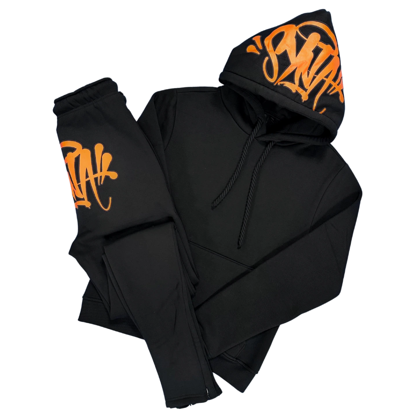 Brand New Black Syna Tracksuit Set with Orange Logo