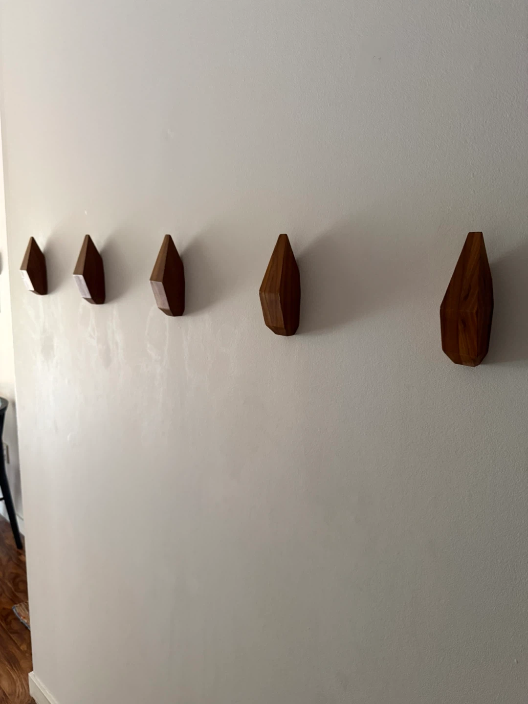 Set of 5 Wooden Wall Hooks