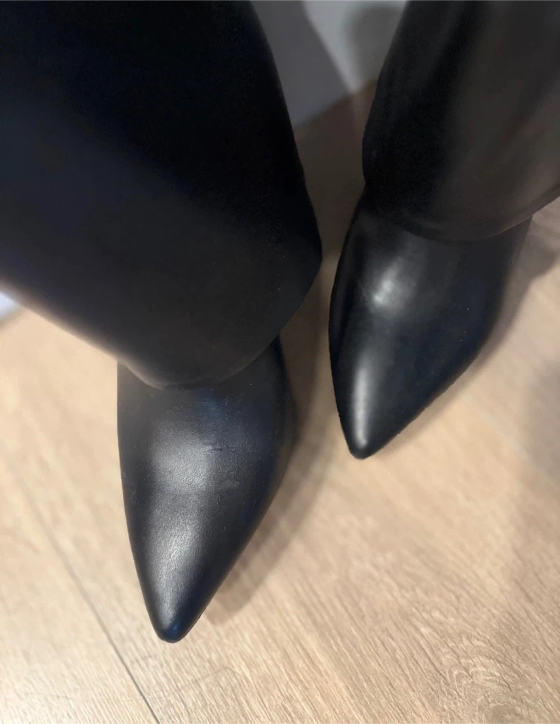 Black Faux Leather Knee-High Boots - photo 5