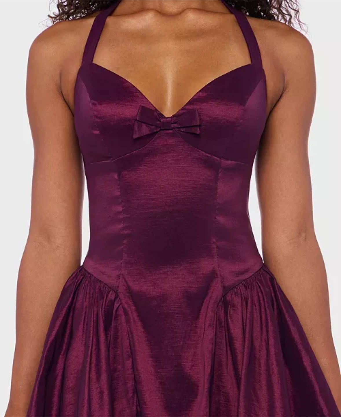 Purple Halter Neck Mini Dress with Bow - photo 3