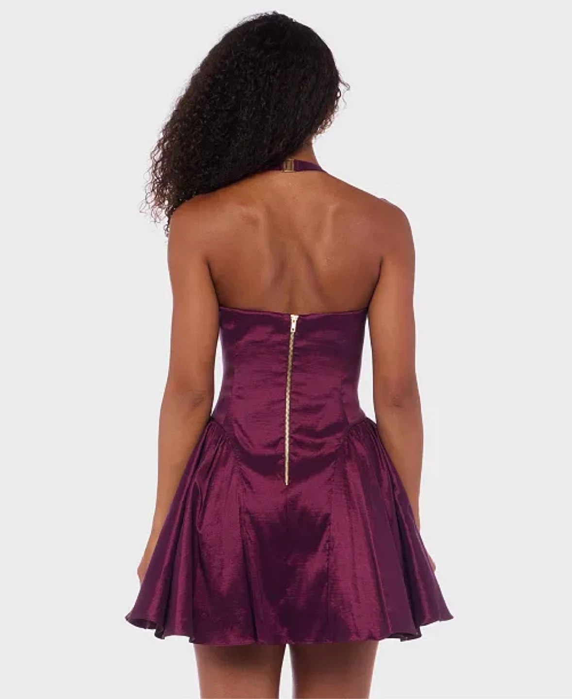 Purple Halter Neck Mini Dress with Bow - photo 4