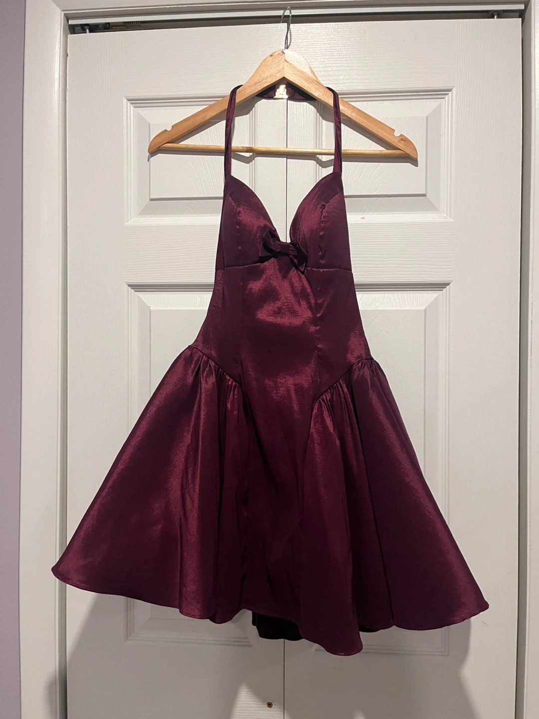 Purple Halter Neck Mini Dress with Bow - photo 5