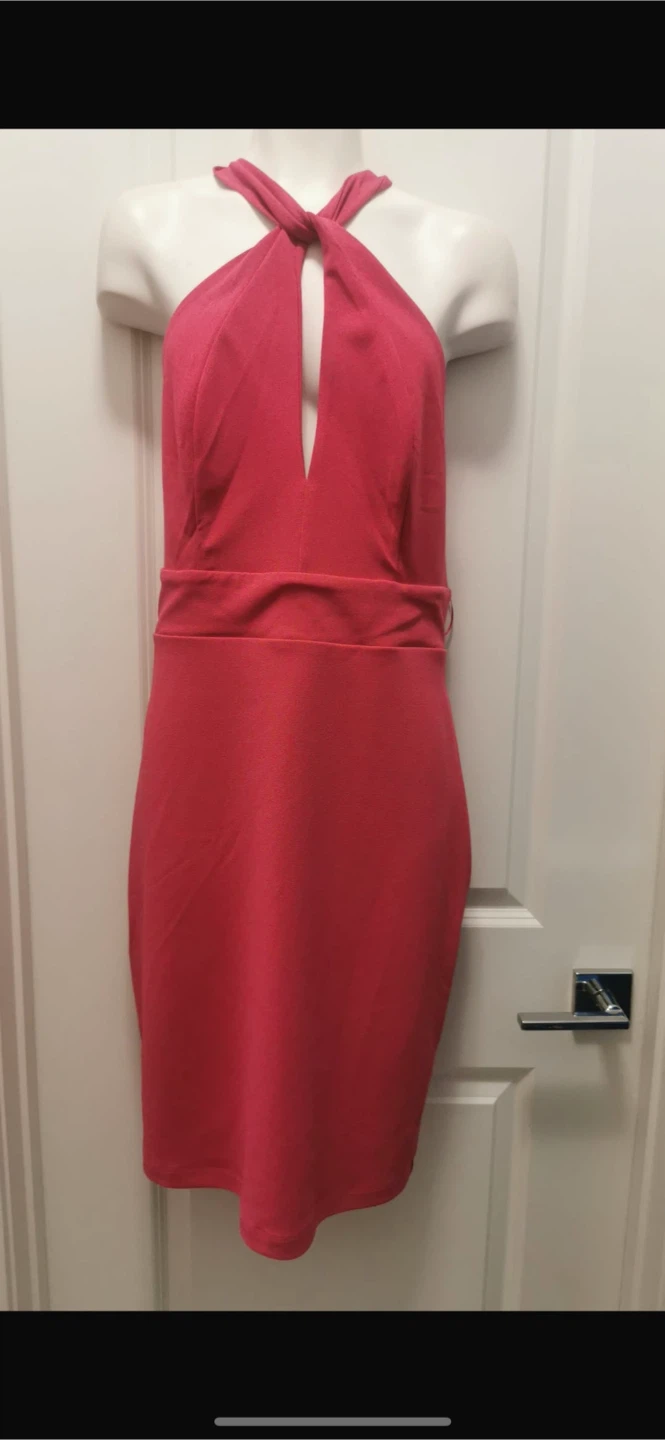 NEW Guess Twisted Charleen Halter Dress – Size 12 – Pink - photo 3