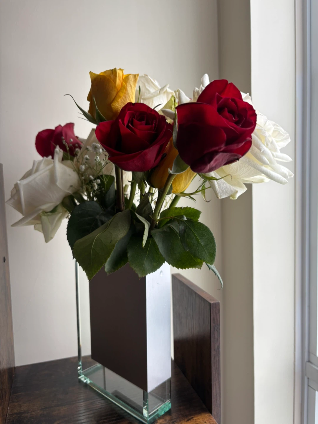 Modern Grey & Clear Glass Vase