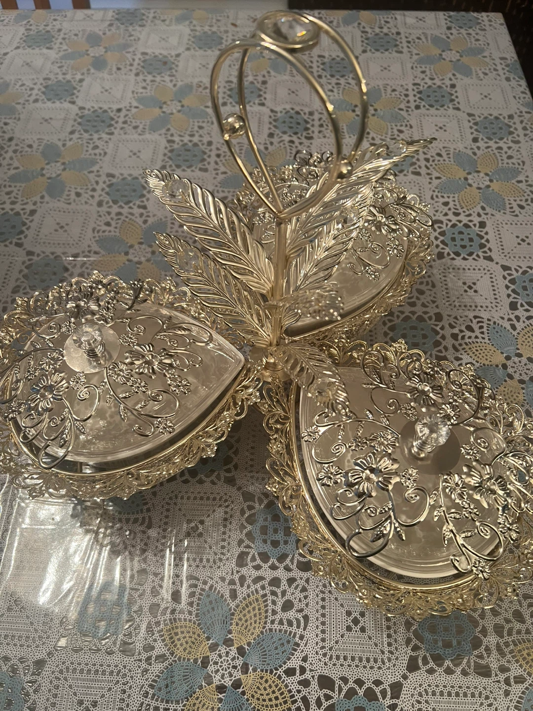 Decorative 3-Tier Serving Tray with Lids