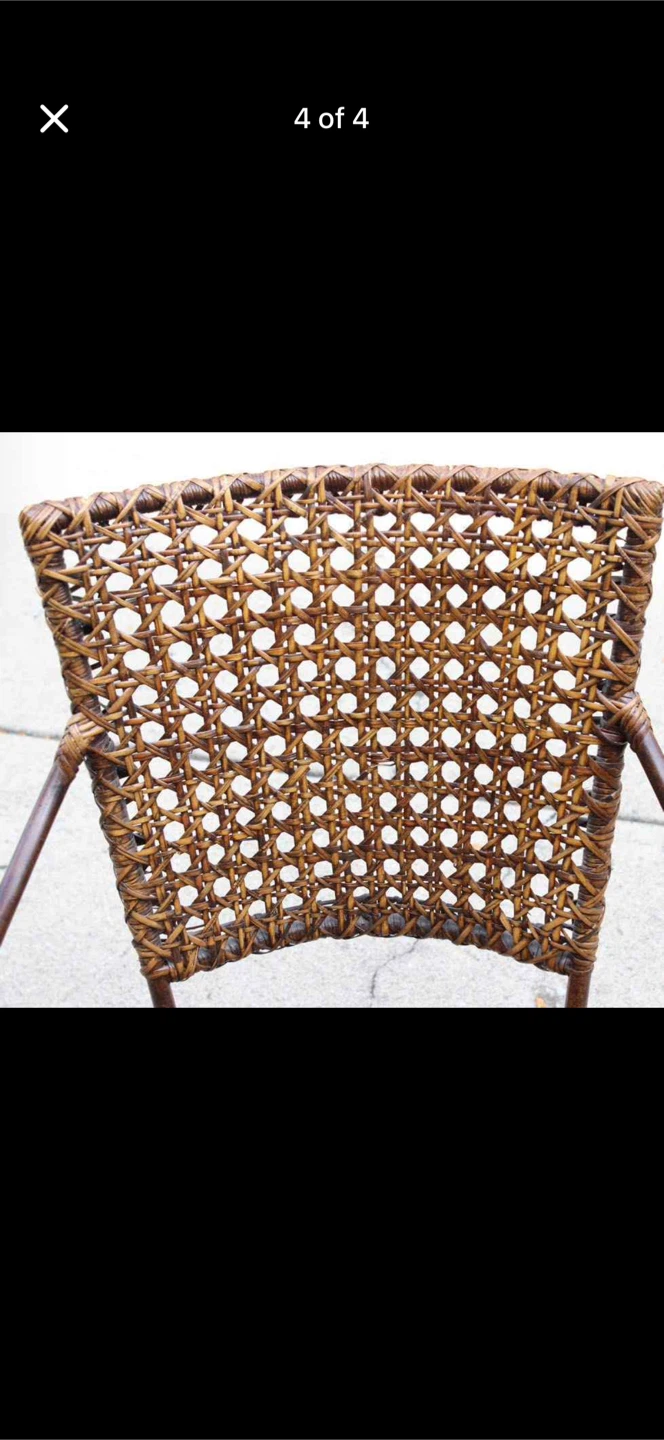 2 Wicker and Metal Outdoor Chair with Red Cushion - photo 4