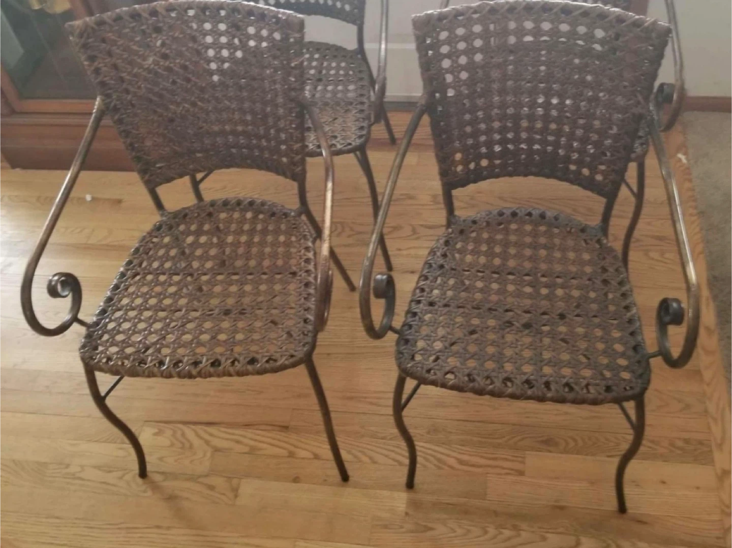2 Wicker and Metal Outdoor Chair with Red Cushion - photo 3