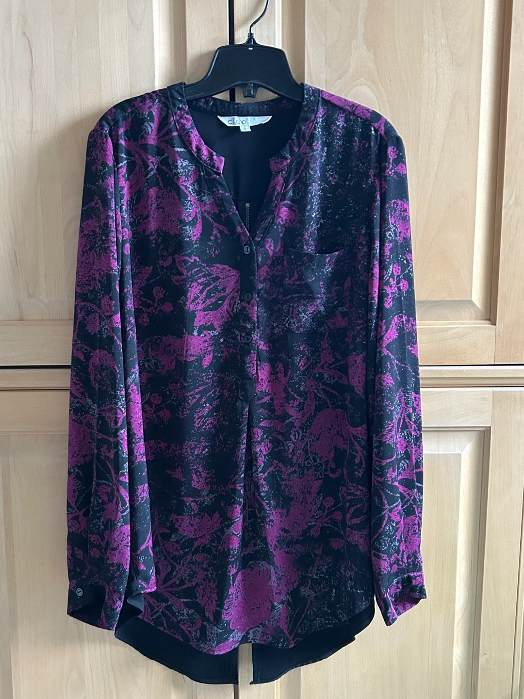 Ladies Long Sleeve Blouse, Zipper in Back, Large