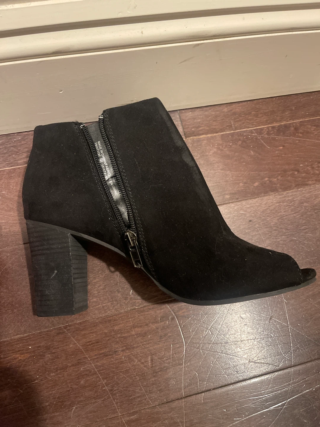 Black Peep-Toe Heeled Booties - photo 2