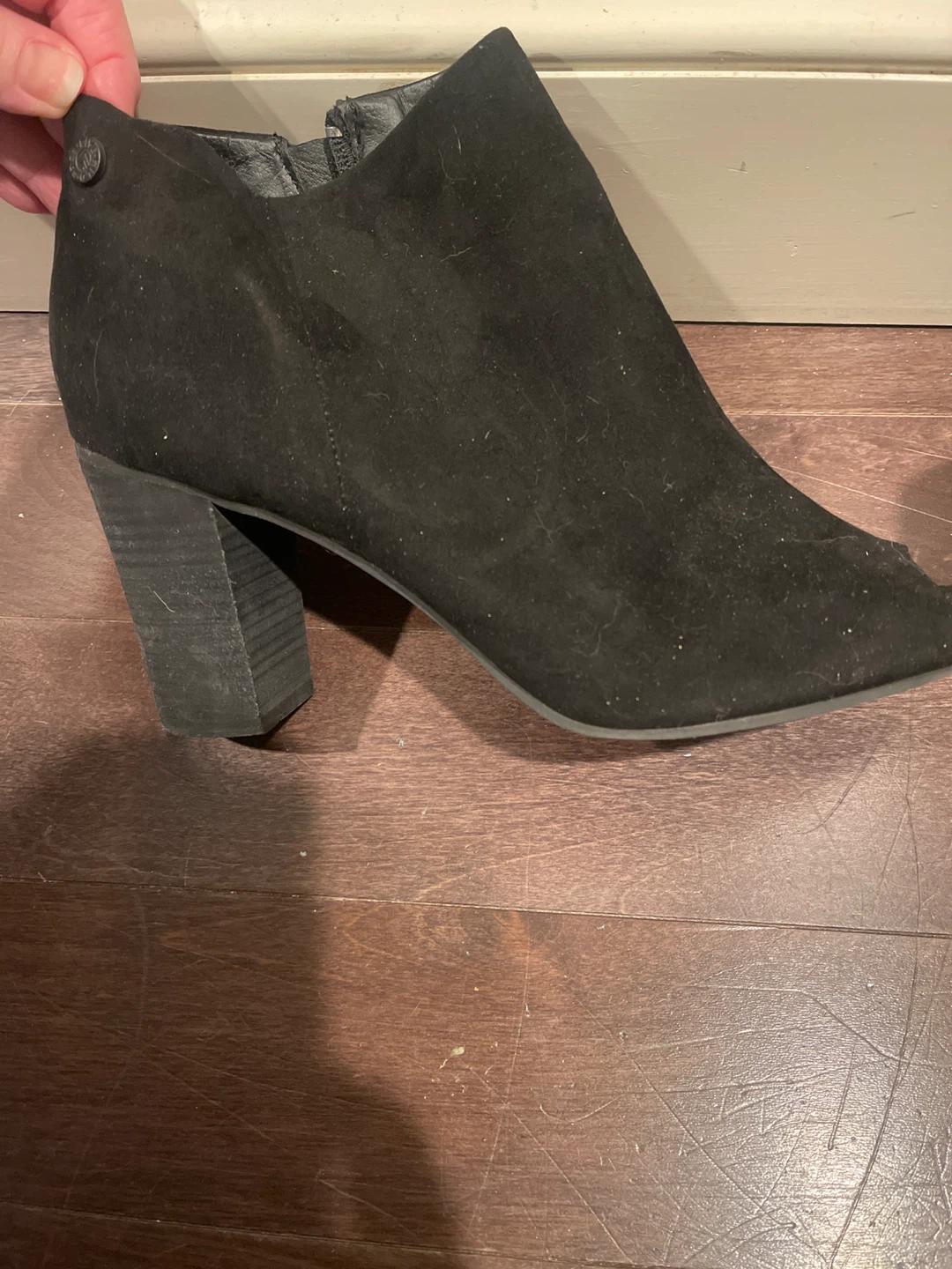 Black Peep-Toe Heeled Booties - photo 3