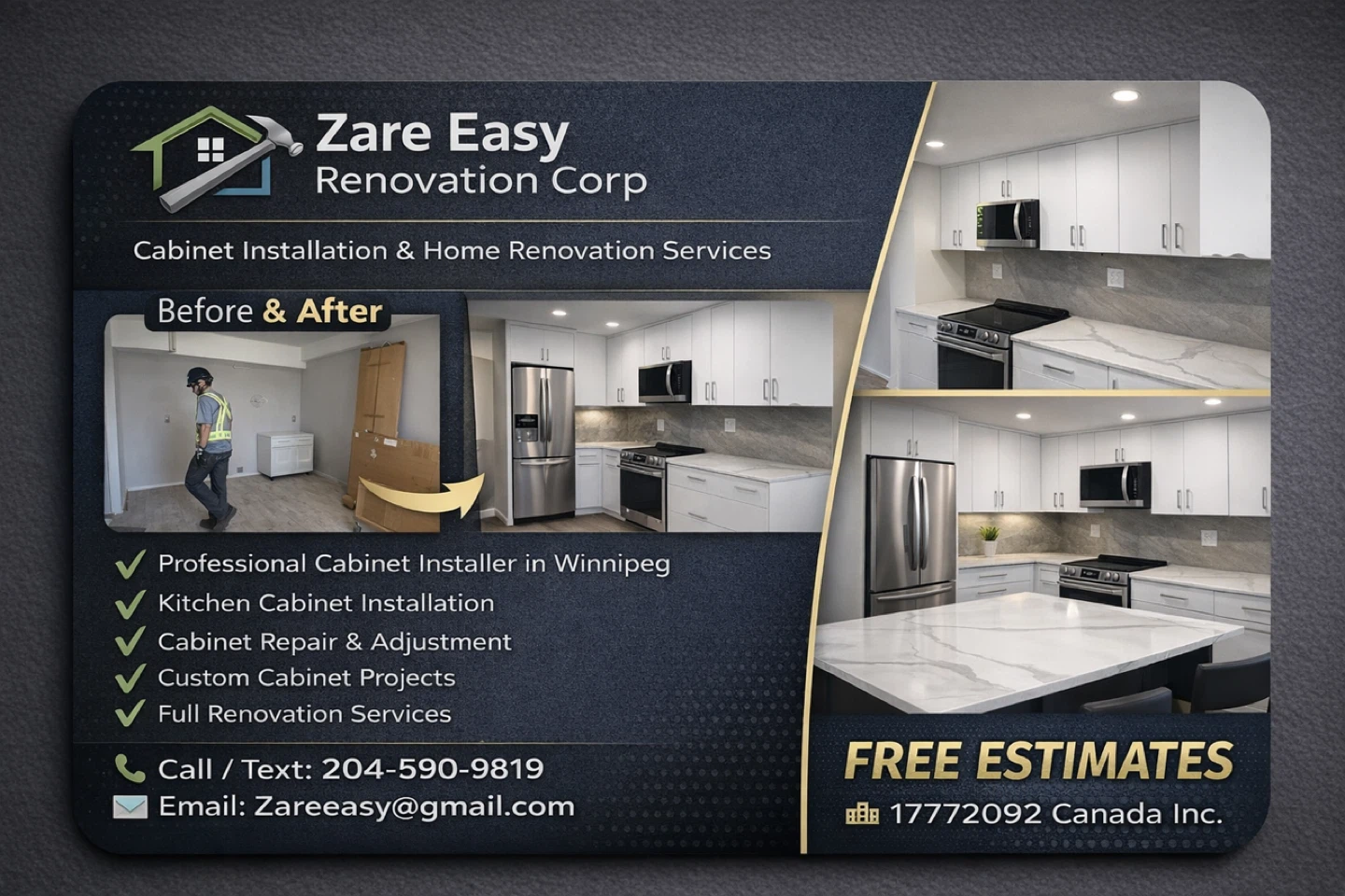 Zare Easy Renovation Corp - Cabinet & Home Renovation Services