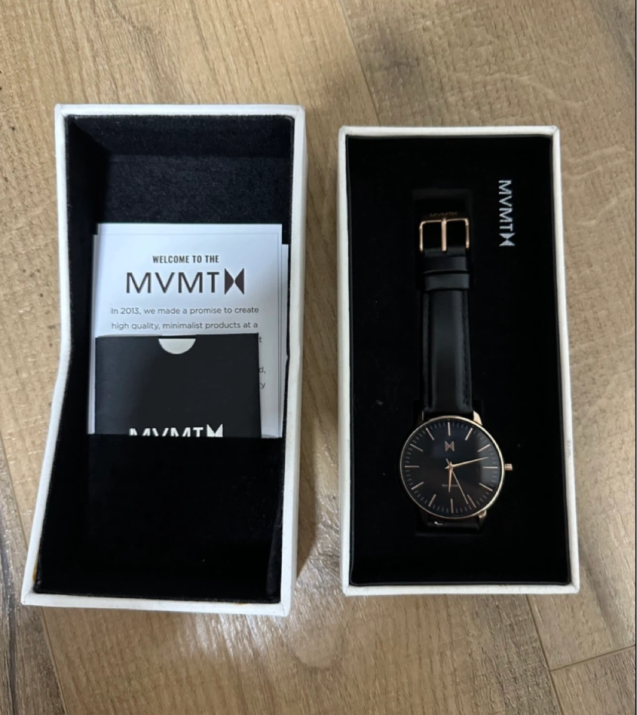 MVMNT Rose Gold Watch with Black Leather Band - photo 2